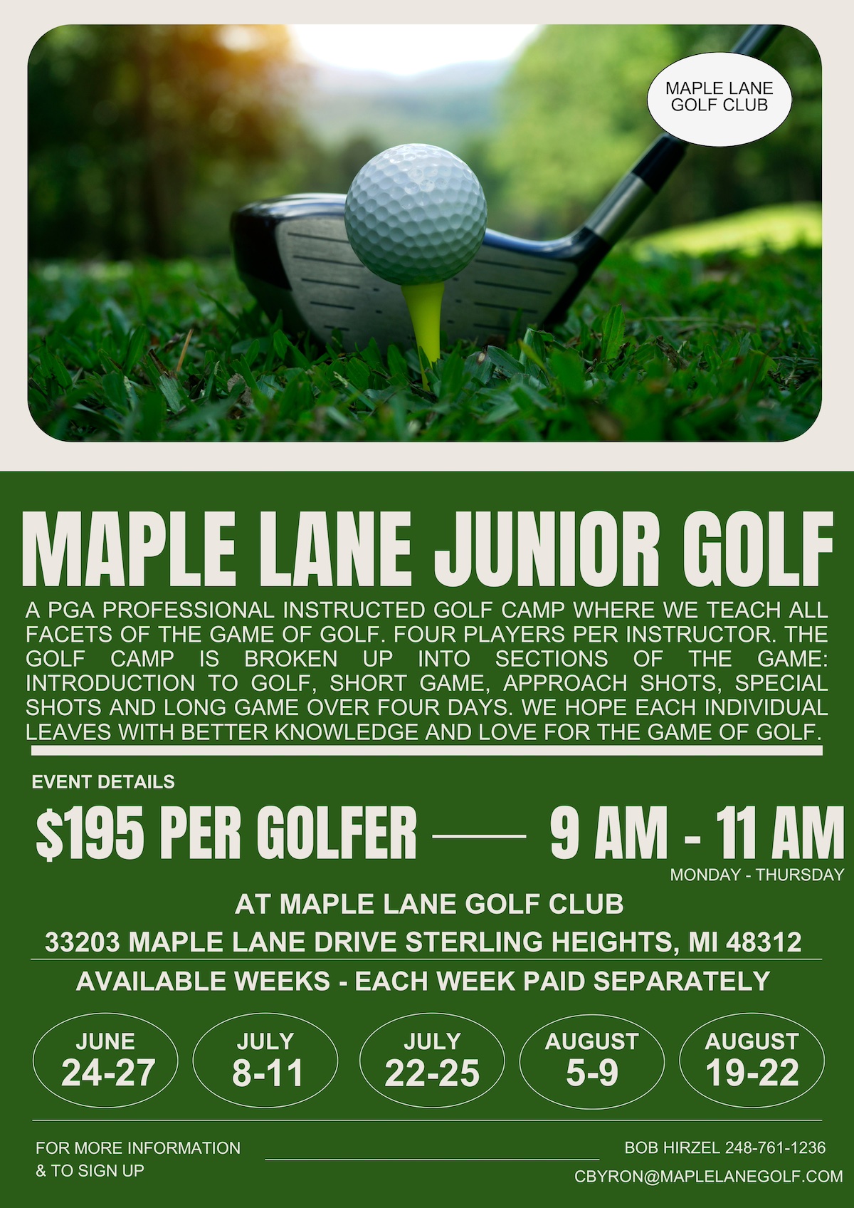 junior golf 2024 flyer